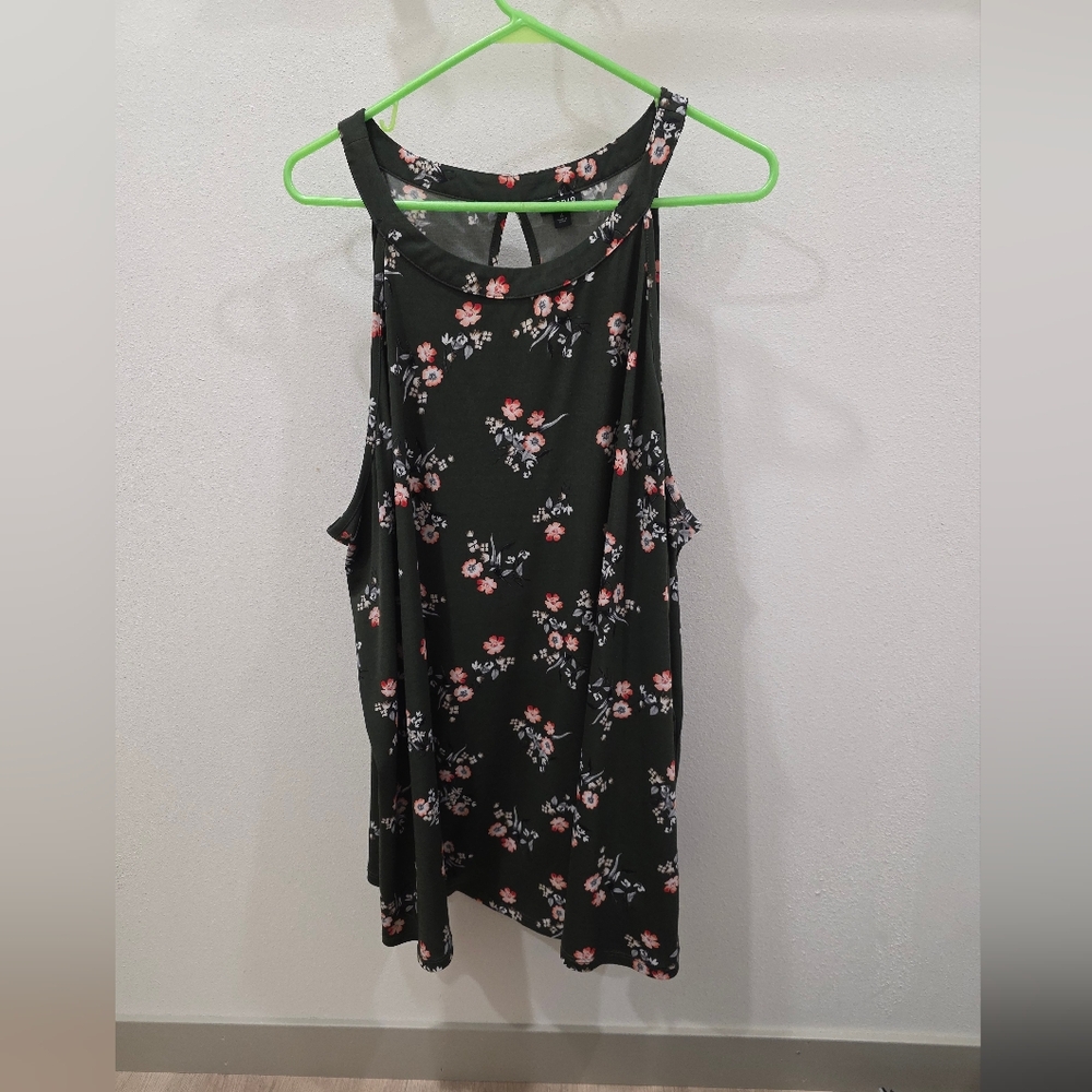 Torrid Green Floral High Neck Top